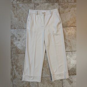 LOFT Cream Cropped Wide-Leg Trouser Pants Size 6 NWOT